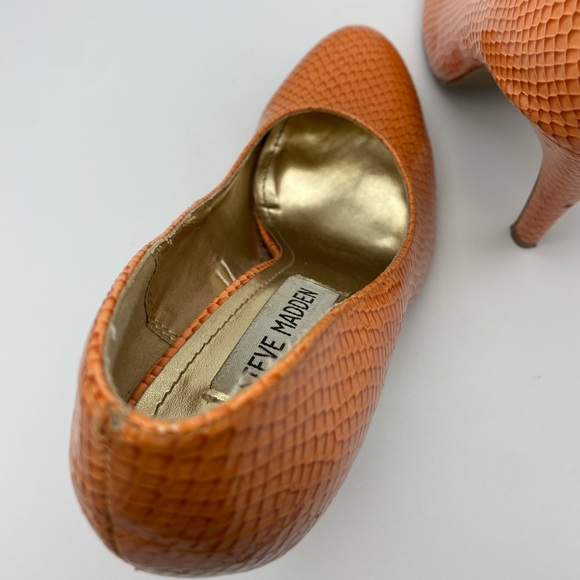 🔥5 for $20🔥 Steve Madden Orange Ronni Faux Snakeskin Stiletto Heels Size 6.5 - Picture 6 of 16